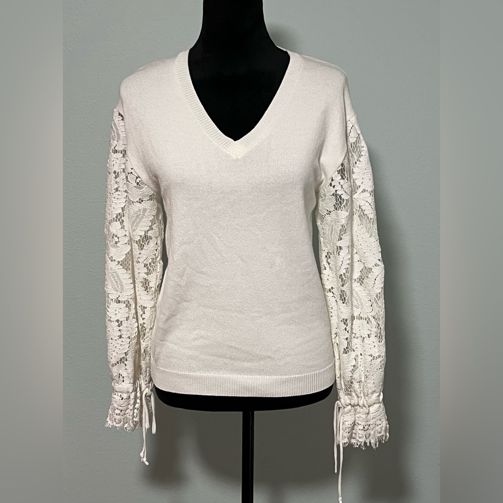 SEVENTY Sergio Tegon Lace Sleeve Knit Top - (40) M